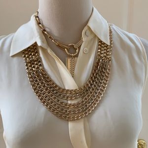 Panacea Gold Bib Necklace. NWT